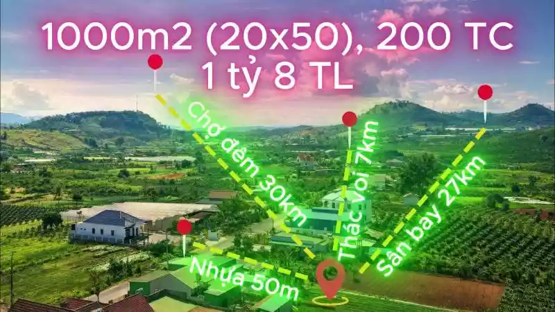 Lô đất 1000m2 cách nhựa chính chỉ 50m đầy tiềm năng